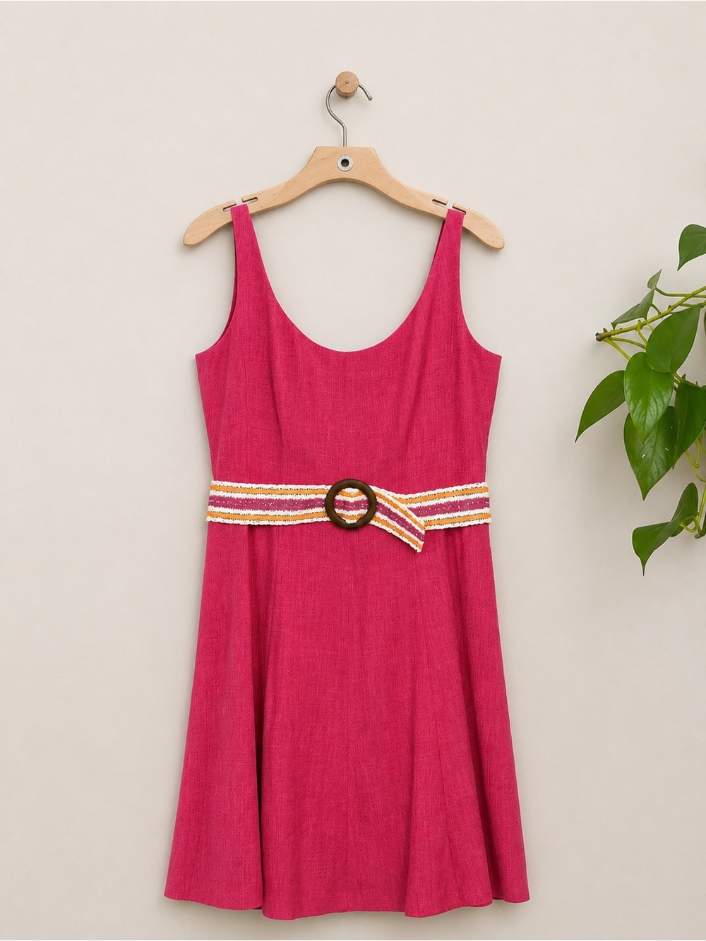 Jones Studio Pink Fit & Flare Belted Sleeveless Dress Women Size 12